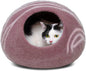 MEOWFIA Cat Cave – Premium Felt Cat Bed for Indoor Cats, Handmade Merino Wool (Gold Rose, Medium)