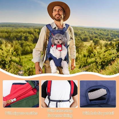 Dog Carrier Backpack, Pet Front Carrier Backpack Legs Out Dog Chest Carrier for Small Medium Dogs, Hands-Free Cat Backpack Carrier Dog Travel Backpack Airline Approved Hiking Bike Motorcycle