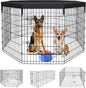Peekaboo Pet Playpen Dog Fence Foldable Metal Dog Pen Wire Exercise Puppy Play Yard Pet Enclosure Indoor Outdoor 8 Panels 36 Inch with Bottom Pad/Top Cover(Black 36 top Cover)