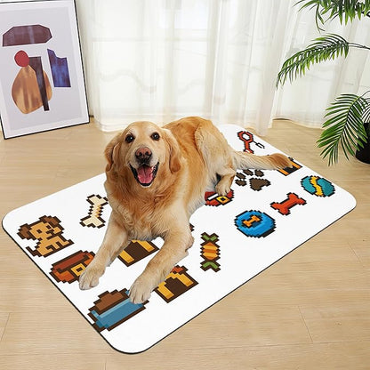 Dog Fun Pet Feeding Mat–Christmas Stocking Quick Dry Absorbent Dog Cat Food Mat, Non Slip Waterproof Bowl Placemat for Messy Eaters, Pet Accessories for Floors 16"x24"