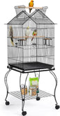 Yaheetech 57-Inch Rolling Open Top Roof Bird Cage for Mid-Sized Parrots Cockatiels Caique Quaker Monk Indian Ring Neck Green Cheek Conure Middle Bird Cage with Detachable Stand
