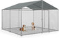 10x10 FT Outdoor Dog Kennel Outside with Metal Large Dog Gate, Outdoor Dog Pens with Roof, Heavy Duty Dog Kennel for Backyard Farm Use (124x124x87IN)