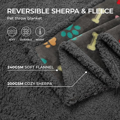 Luciphia Waterproof Pet Blankets for Couch Sofa Bed Cover Cat Liquid Pee Proof Washable Soft Fluffy Large Dog Blanket Reversible Furniture Protection Puppy Grey Bone Thicken Queen（90" x 82"）