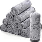 Tegeme 12 Pcs Pet Blankets Soft Fluffy Fleece Dog Cat Warm Paw Print Pattern Blankets Flannel Throw for Pets Dog Puppy Cat(23 x 16 Inch,Gray)