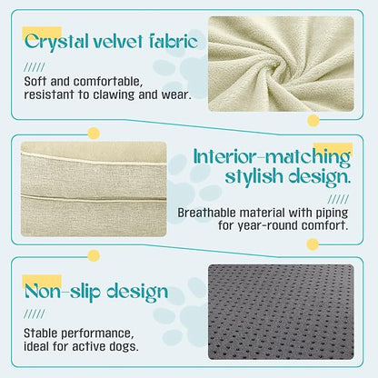 Waterproof Memory Foam Dog Beds for Extra Large Dogs Non-Slip Orthopedic Dog Beds Washable Couch Pet Bed with Removable Cover (Beige, Large)