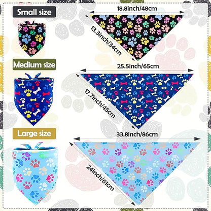 30 Pack Paw Print Bandanas Bulk for Small Medium Dogs Stitch Dog Bandanas Large Cats Polyester Bandana Party Grooming M