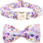 Elegant little tail Dog Collar, Rose Print Pet Collar Summer Dog Collar Durable Metal Buckle Dog Collars Cotton Pet Adjustable Dog Collars for Large Dogs