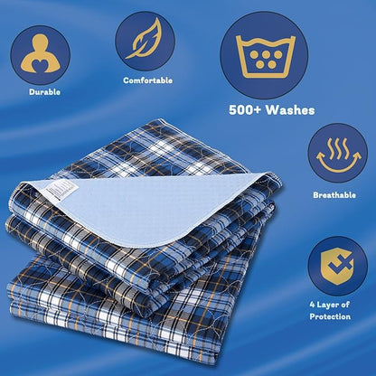 Non-Slip Bed Pads for Incontinence Washable (44" x 54"|2 Pack),Waterproof Bed Pads,Adult Washable Incontinence Bed Pads for Adults,Dog,Kids