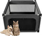 EHEYCIGA 42x42x26 Inches Puppy Playpen Without Top Cover for Dogs & Cats Indoor or Outdoor - Dog Playpen with Door, Dog Fence for Small Animal with Heavy-Duty Oxford & Steel Frame, Dark Grey