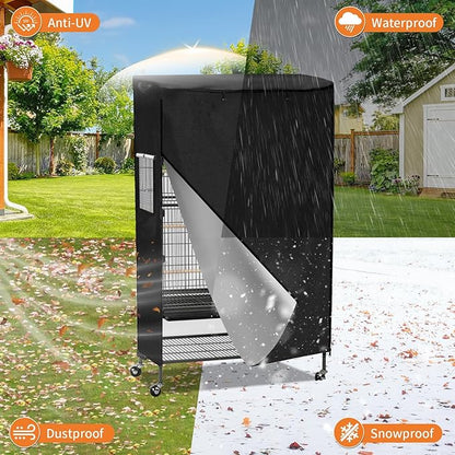 Roasivi Universal Large Birdcage Cover Black Out and Breathable Cages Cover for Parrots and Other Small Animals Durable Waterproofing Washable Material 31" L x 21" W x 53" H Black