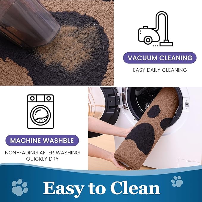 Buganda Dog Door Mat for Muddy Paws, Absorbent Dirt Trapper Washable Indoor Doormats, Non Slip Low-Profile Mud Mat for Dogs, Front Entrance Doormat for Inside Floor (36x24 Inches, Camel and Black)