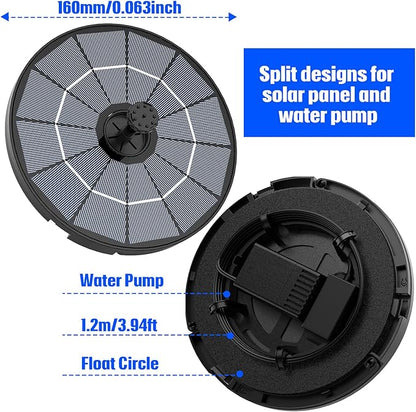 AISITIN DIY Solar Fountain Pump for Water Feature with 3.9ft Cord, Solar Bird Bath Fountain with 6 Nozzles, Solar Powered Water Floating Fountain for Bird Bath, Garden, Ponds Fish Tank, Outdoor