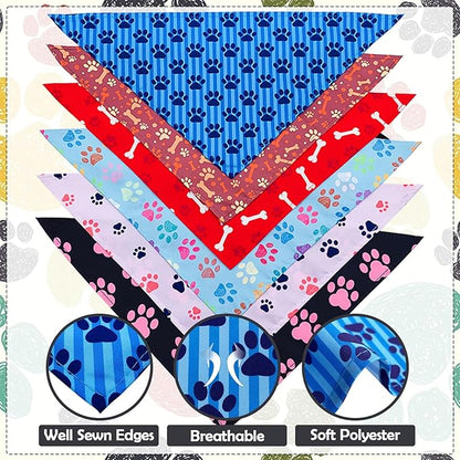30 Pcs Paw Print Bandanas Bulk for Large Dogs 33 Inch XL Stitch Dog Bandanas Polyester Bandana Party Grooming L