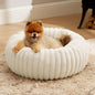 Bedsure ComfyFleece™ Donut Small Dog Bed - Dog Beds for Small Dogs with Corduroy Fleece & Anti Slip Bottom, Round Faux Fur Pet Beds with Washable Removable Cover, Cream, 23x23x7 inches