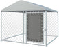 6FT x 6FT Outdoor Dog Kennel with Roof, Outside Dog Run Fence, Large Dog House Pen Enclosure with Secure Lock&Textilene Door