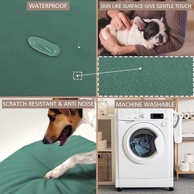 Dog Bed Cover Waterproof Replacement Machine Washable Covers for Dog Bed Heavy Duty Scratch Resistant Mattress Protector Pet Bed 44x32 Inch Dark Green Cover Only