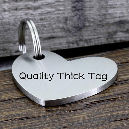 Ultra Joys Dog ID Tag, Custom Dog Tag Personalized Cat Tag, Pet ID Tag, Brushed Stainless Steel Heart Cat Tags Pet Tags Silver Small
