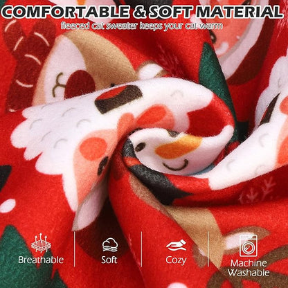EXPAWLORER Cat Christmas Sweater - Sweaters for Cats Only Soft Warm Pet Clothes, Fall and Winter Xmas Coat Pullover Design, Fleece Sweatshirt Clothing Also for Puppy Small Dogs, Large