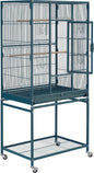 Topeakmart 54'' H Large Bird Cage Parrot Cage w/Stand Bird Cage for Conures Parakeets Cockatiels Canary Budgies Quaker Lovebird, Navy Blue