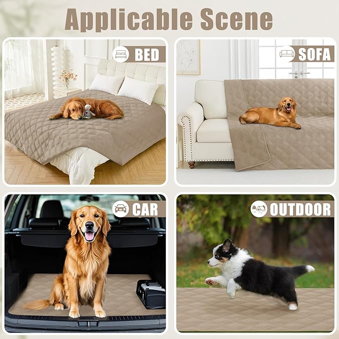Smiry Waterproof Dog Bed Cover Blanket 40x80, Soft Reversible Pet Blanket, Washable Leakproof Cats Dogs Couch Cover for Sofa, Couch, Furniture, Taupe/Taupe
