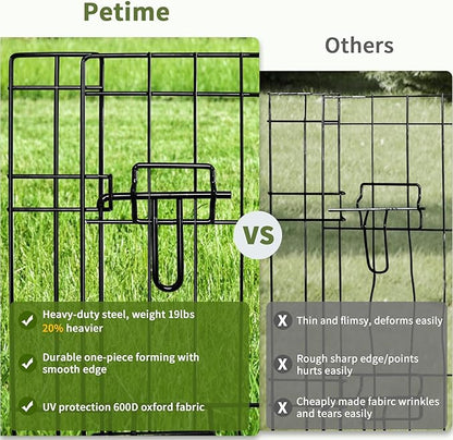 PETIME Foldable Metal Dog Exercise Pen/Pet Puppy Playpen Kennels Yard Fence Indoor/Outdoor 8 Panel 24" W x 30" H with Top Cover (with top Cover, 8 Panels 30" H)