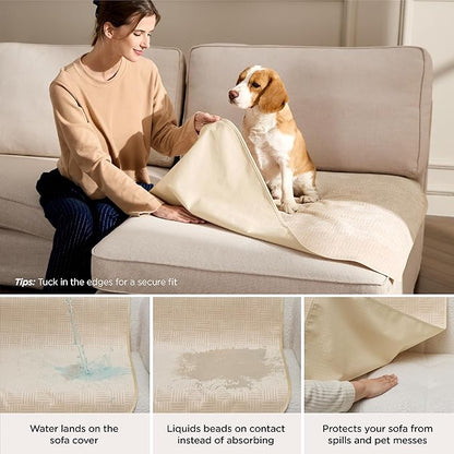 Bedsure Waterproof Bed Cover for Dogs Washable - Waterproof Blanket for King Bed Couch Sofa Cozy, Lightweight Furniture Protector for Pet Cat Quick Drying, Sandy Tan, Cal King，82x120IN