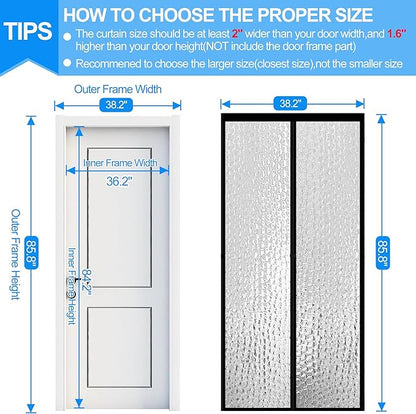 RELIANCER Magnetic Thermal Insulated Door Curtain,Waterproof EVA Door Cover,Fit Doors Size Up to 36"x84",Temperature Protection Insulated Doorway Curtain Partition,Patio Self-Closing Doors Net Screen
