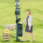 Qinyoung Pet Waste Station, Includes 600 Roll Bags, Dog Waste Station with Foot Pedal, Dog Poop Sign, Bag Dispenser, Hand Sanitizer Bottle and Covered Outdoor Trash Can for Parks, Trails Outdoor