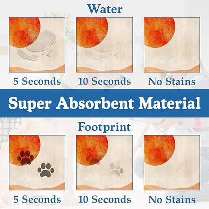 Boho Mountain Sun Pet Food Mat for Cats and Dogs–Christmas Stocking Absorbent Quick Dry Feeding Placemat, Non Slip Rubber Base, Waterproof Bowl Mat for Indoor Use, Pet Supplies 16"x24"
