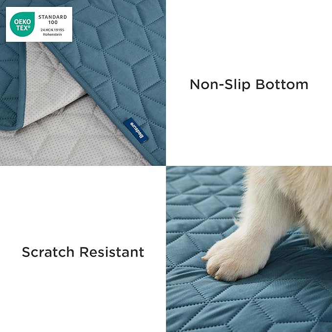 Bedsure 100% Waterproof Couch Cover for Dogs Washable - Non Slip Waterproof Blanket Large for Bed Sofa, Lightweight Furniture Protector Durable for Pet Cat Puppy with Non-Slip Bottom, Blue, 52x82IN