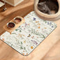Wildflowers Butterfly Dog Cat Food Mat,Plants Absorbent Waterproof Placemat for Food and Water Non Slip Rubber Backing Durable Feeding Pad for Clean Floors 16" x 24"