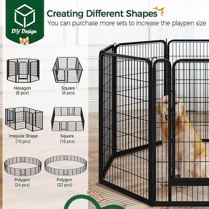 Yaheetech Dog Playpen, 40 inch 8 Panels Dog Pen for Indoor Heavy Duty Puppy Exercise Pen Metal Pet Fence for RV Camping/Yard/Garden