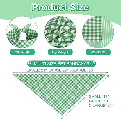 Dog Bandana Green Small 1PCS, Summer Spring Scarf for Boy and Girl, Durable Triangle Reversible Bibs Handkerchief for Puppy Pet