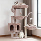 Heybly Cat Tree, 39.4 Inches Tower Condo with Scratching Post, Cat Tower for Indoor Cats, Fully Wrapped Sisal Pole, Soft Platform, 2 Baskets and Dangling Toy, Muchroom HCT006SMU