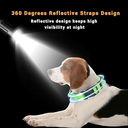 2 Pack Reflective Dog Collar with Safety Locking Buckle, Adjustable Soft Breathable Comfortable Nylon Pet Collar for Small, Medium and Large Dogs, Green, XL