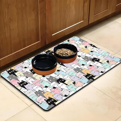 Pet Feeding Mat for Floors Waterproof Dog Mat for Food and Water Absorbent Quick Dry Non Slip mat for Cat Bowls