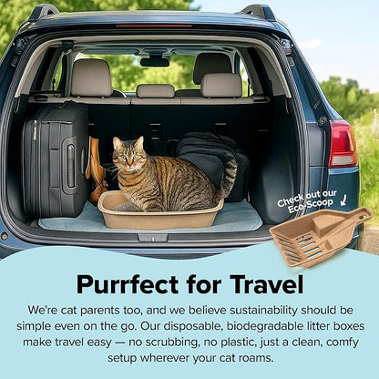 Kitty Sift Disposable Cat Litter Box Jumbo, 6 Count, Durable and Portable for Travel and Home, Eco-Friendly Disposable Litter Box Controls Odor