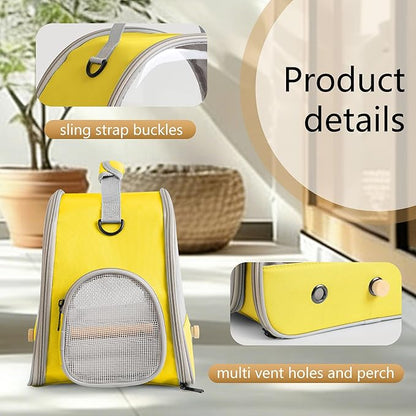 Bird Travel Carrier, Portable Small Bird Parrot Parakeet Carrier with Standing Perch and Soft Mat, Side Access Window Collapsible