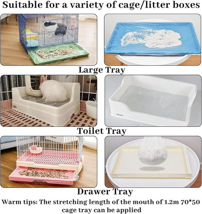 BNOSDM 50 PCS Disposable Rabbit Cage Liner Plastic Guinea Pig Cage Bedding Hamster Litter Pan Bags Universal Toilet Film for Bunny Chinchilla Ferret Hedgehog Small Animals (47")