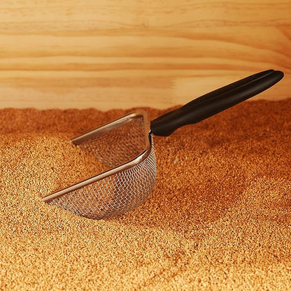 Cat Litter Scoop Stainless Steel Mesh Scooper Long Handle Deep Shovel Non-Stick Coated Metal Litter Scoop for Litter Box Kitten Pooper Lifter (Hole:3.8mm/Regular Cat Litter Scoop)