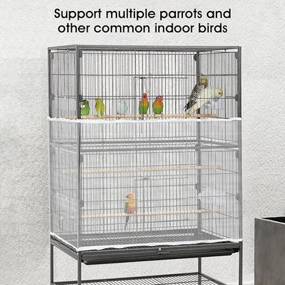 Sibba Bird Cage Seed Catcher Airy Gauze Guard Catcher Parrot Nylon Mesh Net Cover Soft Universal Birdcage Elastic Cage Net Stretchy Skirt Accessories Net Covers Pet Supplies (White)
