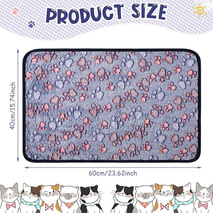 Tatuo 4 Pcs Dog Blanket for Pet Cat Blankets Indoor Puppy Teething Stuff Toys Paw Print Fleece Soft Blanket Sleep Mat for Guinea Pig Cage(Blue,Small(24 x 16 Inch),Square)