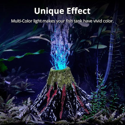 NICREW Aquarium Volcano Ornament Kit, Bubbler Decorations for Fish Tank, Aquarium Bubbling with Multi-Color LEDs