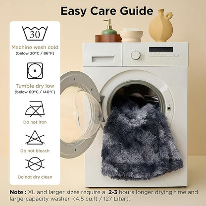 Bedsure Waterproof Dog Blankets for Large Dogs - Cat Blanket for Bed Couch Protector Washable Long Faux Fur, Calming Soft Reversible Throw Furniture Protection for Puppy Pet, 60"x80", Tie-dye Grey