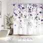 4 PCS Purple Floral Flower Shower Curtain Set 72Wx72H Inch Watercolor Pastel Complete Bathroom Set Non-Slip Bath Rug Toilet Lid Cover and U Shape Mat Accessories 12 Hooks Bathoom Decor
