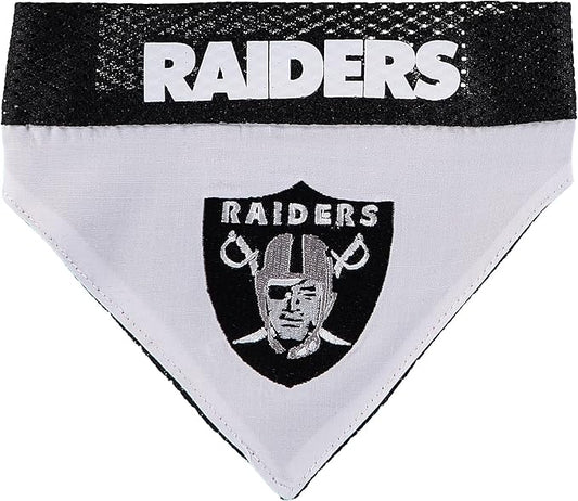 Pets First NFL DOG BANDANA - LA RAIDERS REVERSIBLE PET BANDANA. 2 Sided Sports Bandana with a PREMIUM Embroidery TEAM LOGO, Large/X-Large. - 2 Sizes & 32 NFL Teams available