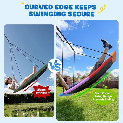 Trekassy 700lb 60" Skycurve Platform Tree Swing for Kids and Adults Wear- Resistant with 2 Hanging Straps