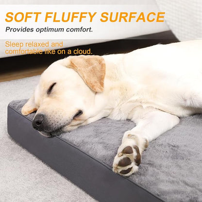 KSIIA Orthopedic Dog Crate Bed for Large Dogs, Waterproof, Washable & Removable Cover, Egg Crate Foam, 41 x 27 Inch, Dark Gray