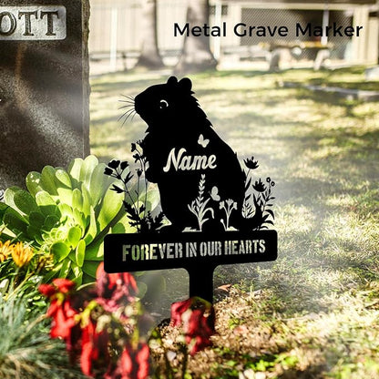 Custom Hamster Grave Marker Metal Memorial Stake for Cemetery or Garden Decoration, Personalized Loss of Hamster Remembrance Gift - Sympathy Sign Floral Plaque Tombstone
