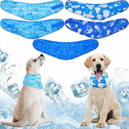 Talltalk 5 Pieces Dog Cooling Bandanas Neck Wraps Ice Scarf Pet Dog Cooling Collar Hunting Training Hiking Camping Accessories for Summer(L)